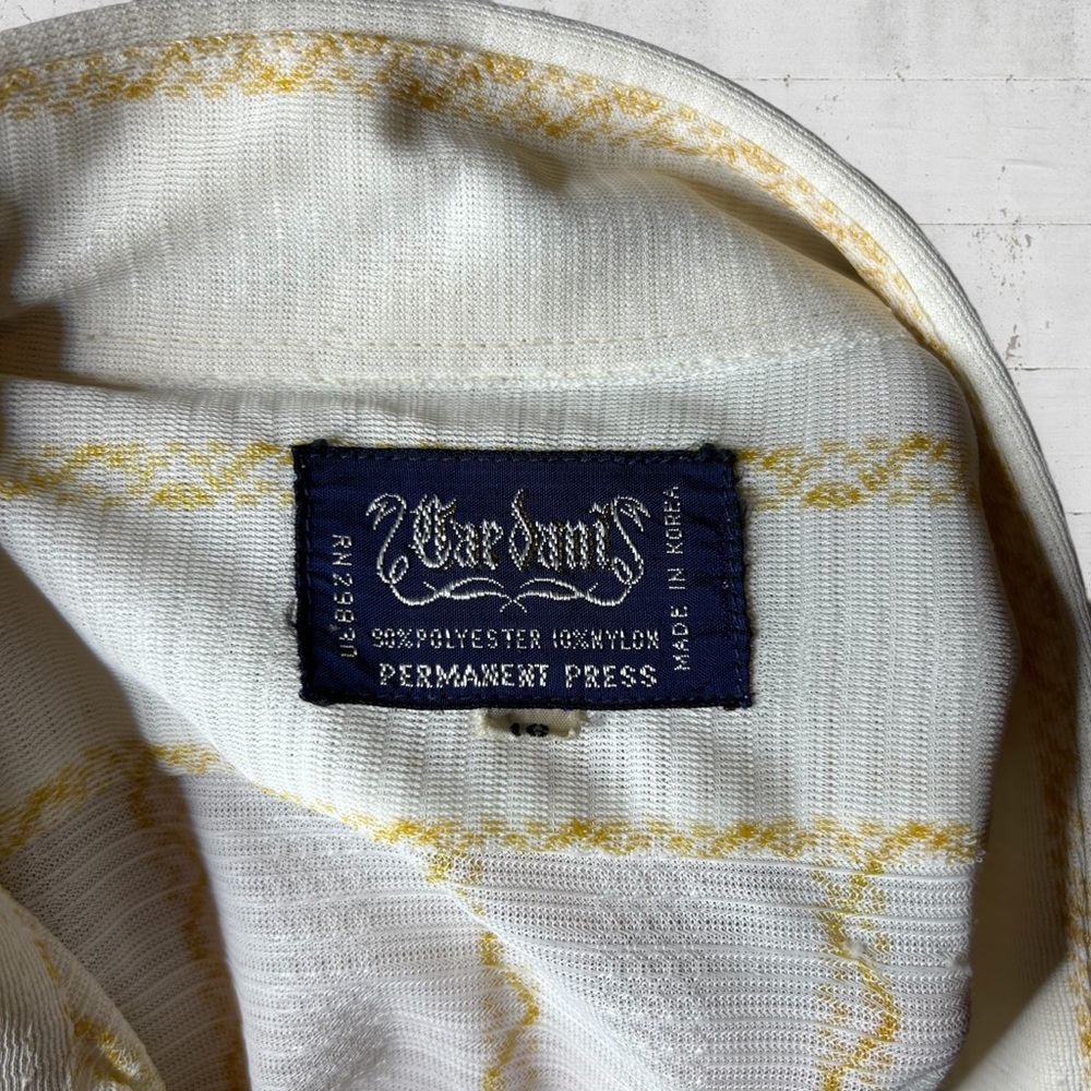 Vintage 1960s Dagger Collar Short Sleeve Mod Patterned Button Down Shirt Size L - Picture 3 of 6